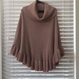 Pink sweater poncho